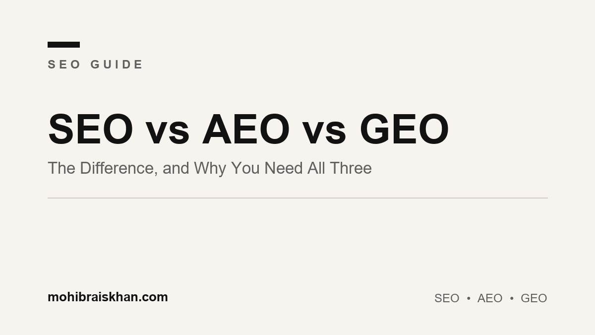 SEO vs AEO vs GEO: the difference between search, answer, and generative engine optimization